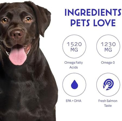 Wonder Paws Fish Oil for Dogs - Omega 3 for Dogs from Alaskan Salmon, Cod & Krill Oil - EPA DHA Fatty Acids - Less Shedding & Itching - Skin, Joint, Immune & Heart Health - Liquid Supplement (16 oz)