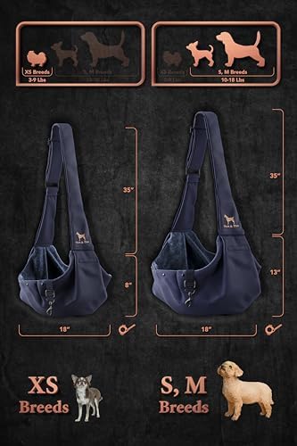 Noah & Paw Dog Sling Carrier for Small Dogs 3-10lb, Dog Sling for Small Dogs and Cats, Dog Carrier with Adjustable Padded Strap, Premium Twill, Lined with Fur, Double Safety Feature, Machine Washable