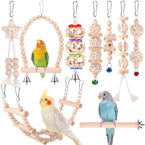 Bird Toys for Parakeets 9Pcs, Parrots Toys Bird Cage Accessories