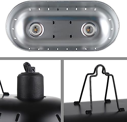 DXOPHIEX 15inch Dual Reptile Light Fixture with Bulb Kit Max 150W