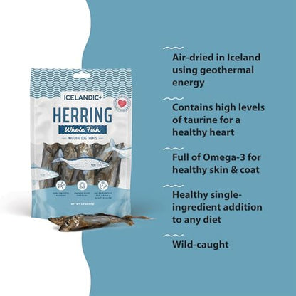 Icelandic+ Whole Fish Herring - 3oz Wild-Caught Air-Dried Dog Treats