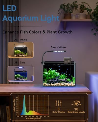 2.5 Gallon Nano Aquarium Starter Kit, Rimless Glass Fish Tank