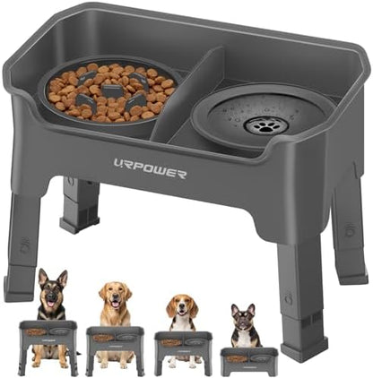 URPOWER Mess Proof Elevated Dog Bowls 4 Height Adjustable Raised Stand