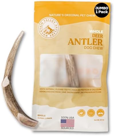 Mountain Valley Deer Antlers for Dogs Naturally Shed Dog Antler, Jumbo