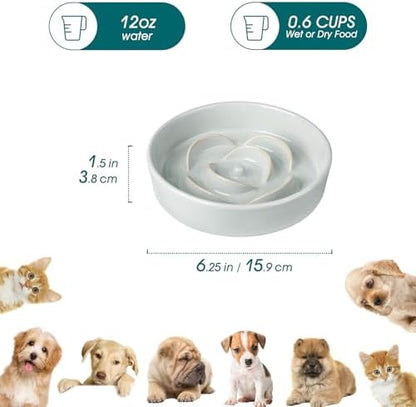 vancasso Slow Feeder Dog Bowls, 0.6 Cup Ceramic Puzzle Dish for Small Breed
