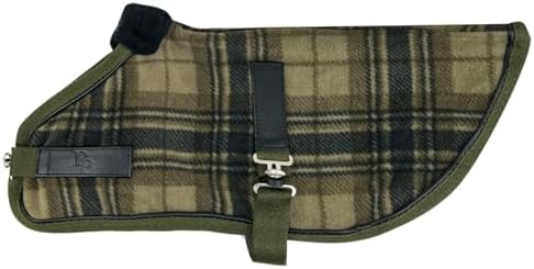 Pet Passion Preston II - The Polar Fleece Coat, Recycled Polar Fleece Warm Dog Jacket for Cold Weather for Small, Medium, Large Dogs, Olive Chesterfield Plaid, XX-Large (70-110 lbs)