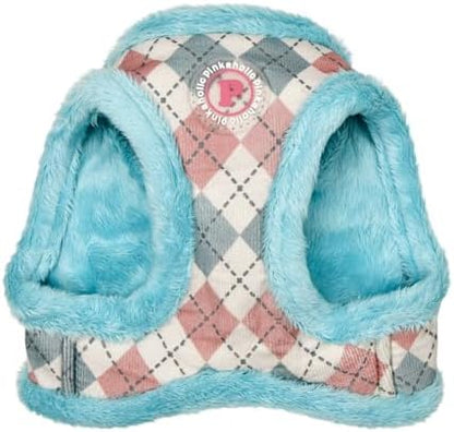 Pinkaholic New York Annika Vest Dog Harness Step-in Warm Winter Argyle Pattern for Small Dog, Aqua, Large