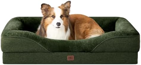 EHEYCIGA Orthopedic Dog Bed for Large Dog, Memory Foam Dog Couch,Dark Green