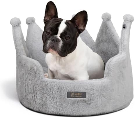 NANDOG Crown Dog Bed for Medium Dogs & Cats, Round Cloud Ultra Plush Fabric