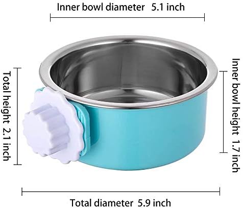 Stainless Steel Removable Pet Food Bowl, Anti-overturn Water Feeder Container, Suitable for Small Dog/Cat/Rabbit, 2 Set of Crate Bowls, Easy to Install and Clean