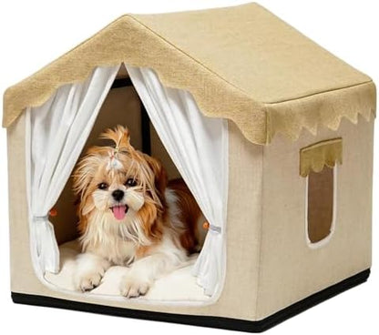 Boho Dog House Indoor, Soft Cozy Dog Cave for Cat & Small Dogs