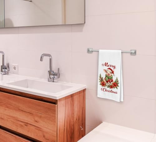 Merry Christmas Pig Kitchen Dish Towels Dishcloth 16x24 Inches