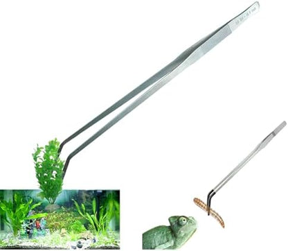 2 Pack Aquarium Tweezers, 18.9 & 10.5 Inch Stainless Steel Feeding Tongs