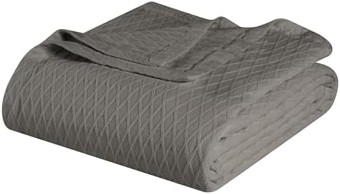 Superior Cotton Blanket, Lightweight, Breathable Bedding, California King, Grey