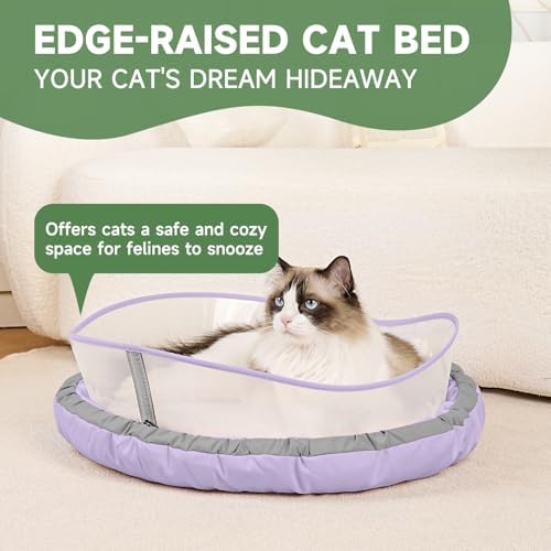 Cat Bed for Indoor Kitten Bed Washable, Anti Anxiety Round Donut Pet Beds for Small Dogs Cats, Super Soft Plush Fur Pet Bed (Purple，18 Inches)