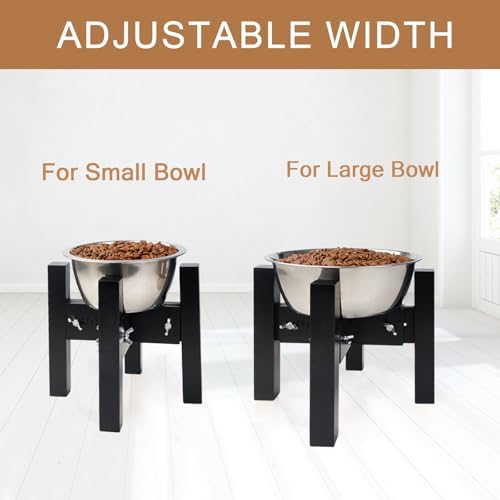 Elevated Dog Bowl Stand Adjustable Dog Food Holder 7”H Small Black