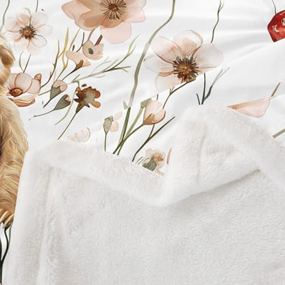 Erosebridal Kids Sloth Blanket Throw 90"x90",Mushroom Sloth Blankets and Throws for Girls Women,Kawaii Animal Print Fleece Blanket Country Cottage Style Floral Sherpa Blanket for Bed Couch Decor