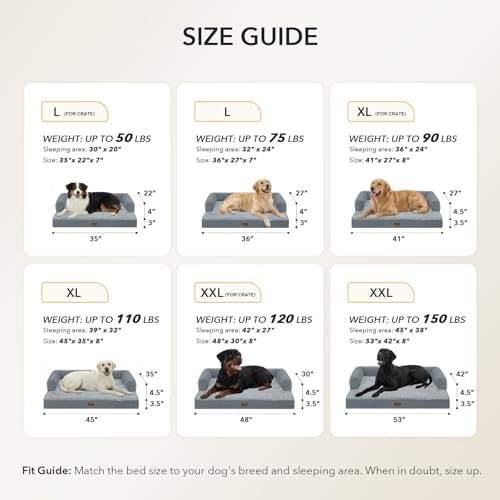 Waterproof Orthopedic Dog Bed for Medium Dogs, 35x22in, Grey