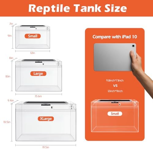 AZV Reptile Tank Starter Kit,8 Piece Escape Proof Hermit Crab Cage Small