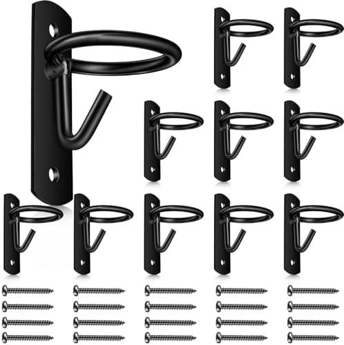 Dunzy 10 Pcs Bucket Hooks for Horses Bucket Hangers Holder Metal, Black