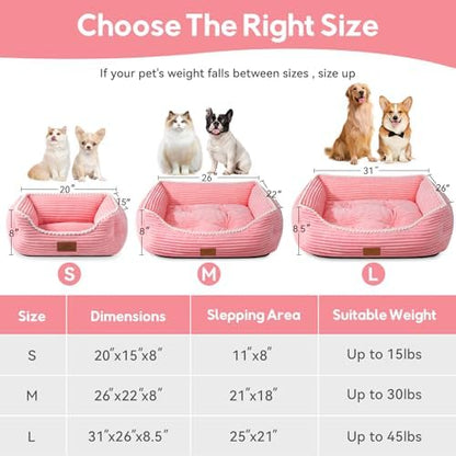 Zerbuger 30in Pink Rectangle Cat Dog Bed Machine Washable Sleeping Sofa