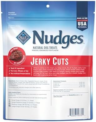 Blue Buffalo Nudges Jerky Cuts Dog Treats, Made in the USA with Natural Ingredients, Steak, 10-oz Bag (Pack of 6)