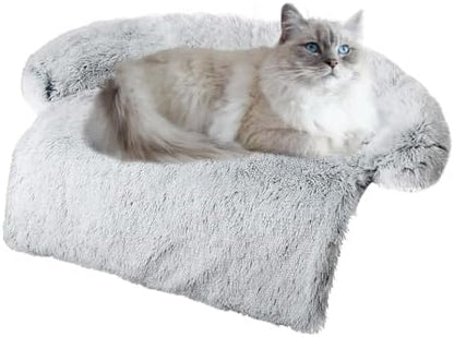 Calming Dogs/Cats Bed Mats, Dog Pad Washable Removable Couch Cover, Plush Long Fur Mat for Pets, Waterproof, Perfect for Small, Medium and Large Dogs and Cats (Gradient Gray, 31.5"x26"x 5.0")