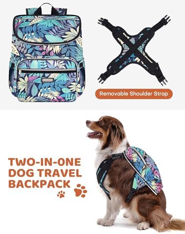 BAGLHER Travel Dog Backpack - Detachable Travel Pet Supplies Gear Backpack,Dog Bag for Traveling with 2 Silicone Collapsible Bowls and 2 Storage Baskets