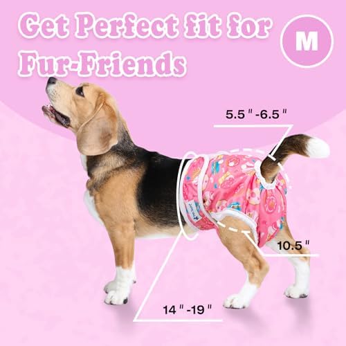 Pet Soft Female Dog Diapers, 3 Pack Washable Dog Diapers Female for Dogs in Heat Reusable Dogs Period Panties, Puppy Diapers (Food, M)