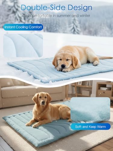 BECEMURU Cooling Mat for Large Dogs, Q-Max＞0.46 Thick Breathable Crate Pad