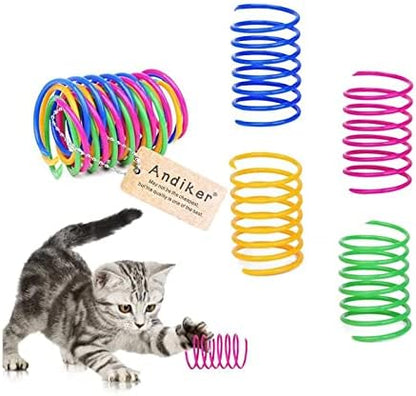 Andiker Cat Spring Toy, 12 Pc Colorful Cat Kicker Toys Interactive Cat Toys for Indoor Cats Swatting, Biting, Hunting to Kill Time and Keep Fit