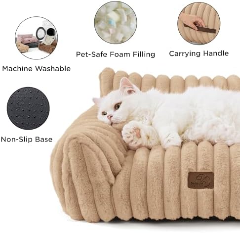 Bedsure ComfyFleece™ Shown on TV Fluffy Cat Couch for Pets,24in Sandy Beige