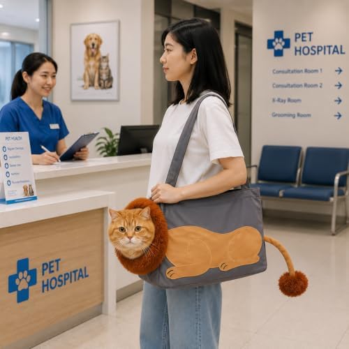 Lion Cat Carrier for Small Cats & Puppies, Canvas Pet Sling Bag