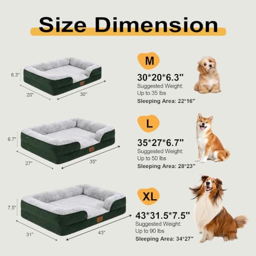 Orthopedic Extra Large Dog Bed, Memory Foam XL Dog Bed Couch, 44" L
