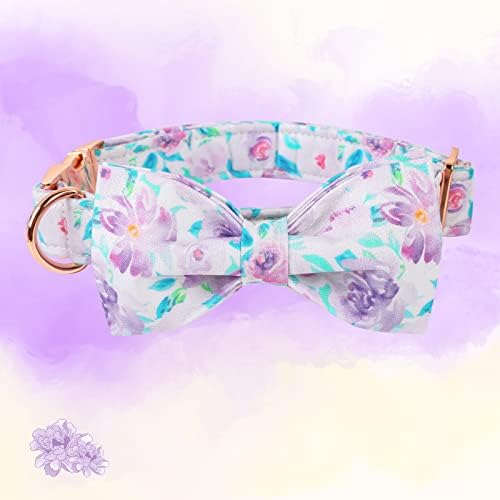 Lionheart glory Purple Dog Collar, Adjustable Dog Collar with Bowtie, Pet Gift Collar for Dog Soft Bowtie Dog Collars for Small Dogs