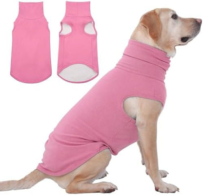 IECOii XXL Dog Sweater - Stretch Fleece Vest with Turtleneck,Pink,XX-Large
