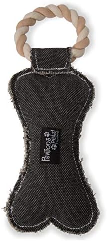 Pavilion Gift Company 45609 Pavilion's Pets-Gray Bone Canvas and Rope Dog Squeaky Toy-I Dig YouDog Toy, Large Breed