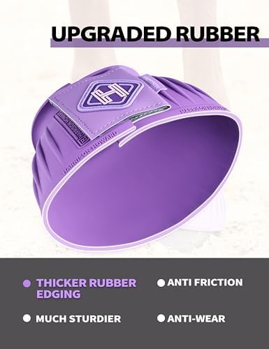 Harrison Howard Rubber Bell Boots for Horses, Hoof Overreach Protection for Horses, w/Upgraded Leather Touch Tape