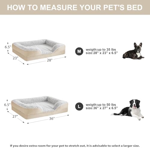 LEXTRO Orthopedic Dog Bed for Medium Dogs, Comfy Sleeping Dog Sofa Bed