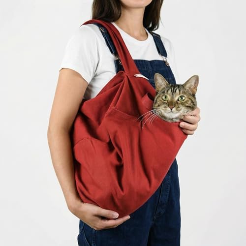 Cat-in-the-Bag Cozy Comfort Carrier - Extra Large Red Cat Carrier Soft and Pet Carrier for Nail Trimming, Vet Visits, Medication Administration, Dental Care, and Travel