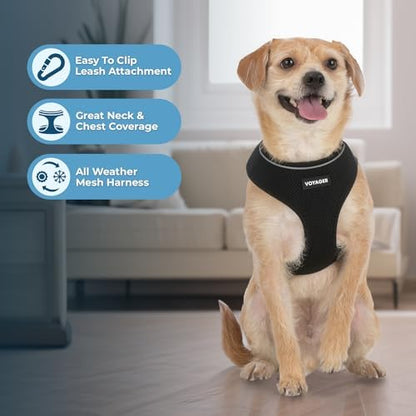 Best Pet Supplies Voyager Aerolite Over the Head Dog Harness, No Pull Breathable Air Mesh Vest, Quick Dry with Reflective Stitching, Adjustable Escape Resistant Harness - Black, Small