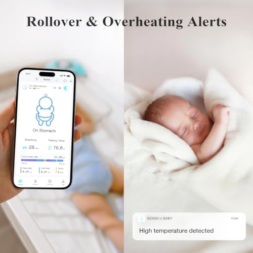 Sense-U Pro Baby Movement & Sleep Position Monitor, Sleep Analysis, Long Battery Life, Easy Clip-On Design