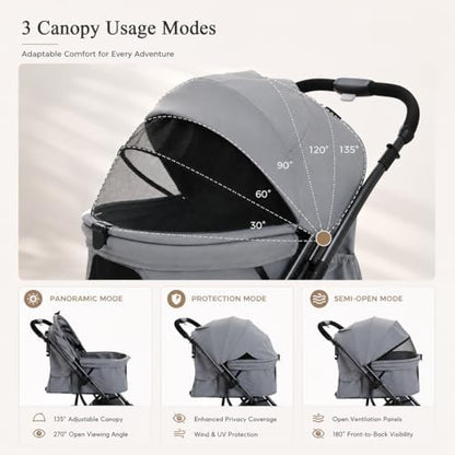 MUTTROS Pet Stroller for Dogs & Cats, 66lbs, Pink