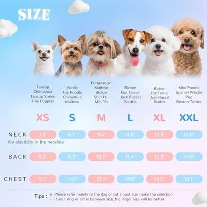 Dog Shirt for Small Dogs Breathable Summer Clothes with Ruffled Sleeves Dog Tshirt Stretchy Pet Tee for Puppies Sphynx Cats Kitten Frenchie Dachshund(2pack,Pink&Blue,Large)