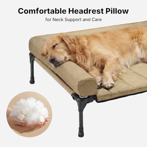 Veehoo Outdoor Elevated Dog Bed with Waterproof Bolster Cushion, Cooling