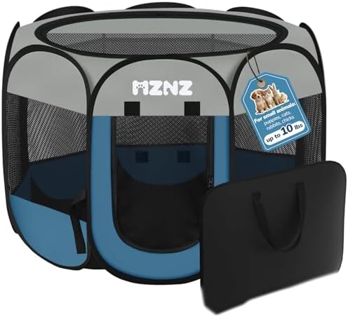 Dog Cat Small Animal Puppy Playpen Crate, Small, Grey Blue