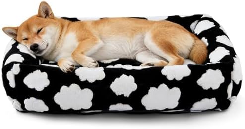 JOEJOY Large Dog Beds Large Sized Dog, Rectangle Washable Orthopedic Pet Bed with Removable Zipper Cover, Cute Soft Calming Puppy Pet Bed with Jacquard Shaggy Plush & Non Skid Bottom