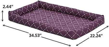 MidWest Homes for Pets 40236-PLD Quiet Time Couture Ashton Bolster Pet Bed, Large Dog/36, Plum