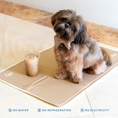 The Green Pet Shop Cool Pet Pad - Medium, Iced Latte - Self-Cooling, Pressure Activated Mat for Dogs & Cats from 21-45 lbs - Non-Toxic Gel, No Water Needed