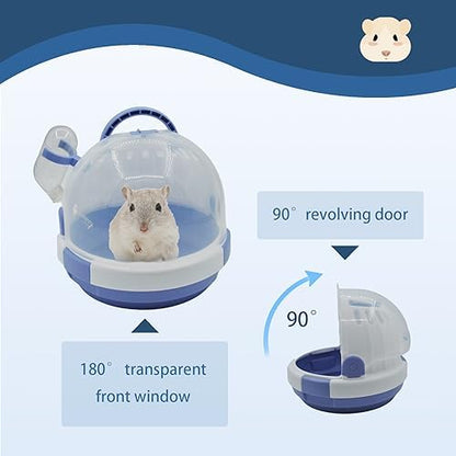 Hamster Carrier Cage Portable Cages Small Animals Carry Travel Case with Water Bottle Plastic Breathable Guinea Pig Outgoing Cage for Dwarf Hamster Ferret Chinchillas Hedgehog (Blue)